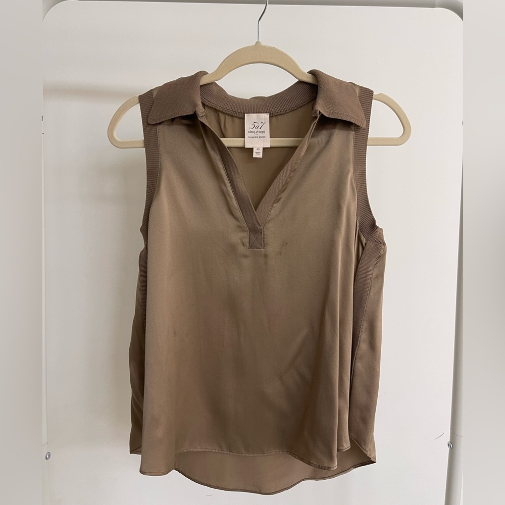 Cinq à Sept Tan Sleeveless Blouse